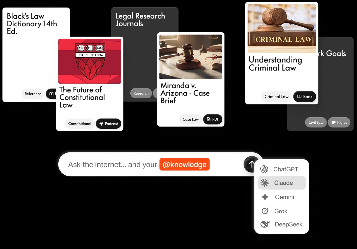 AI for legal research: Recall knowledge base with saved legal documents, citations, and library-wide chat