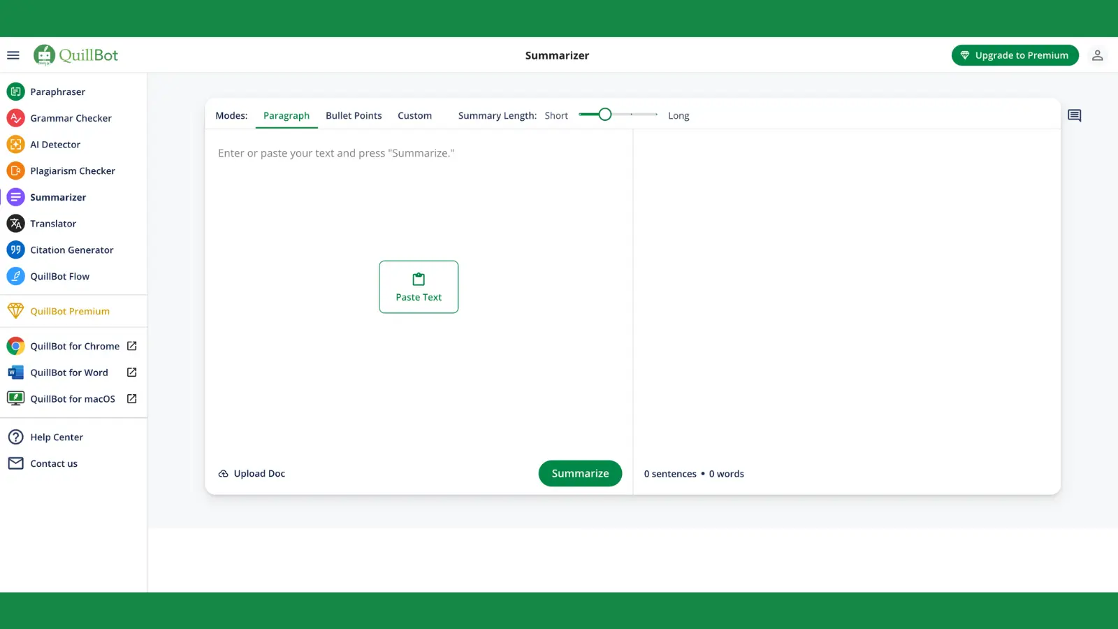 QuillBot PDF summarizer