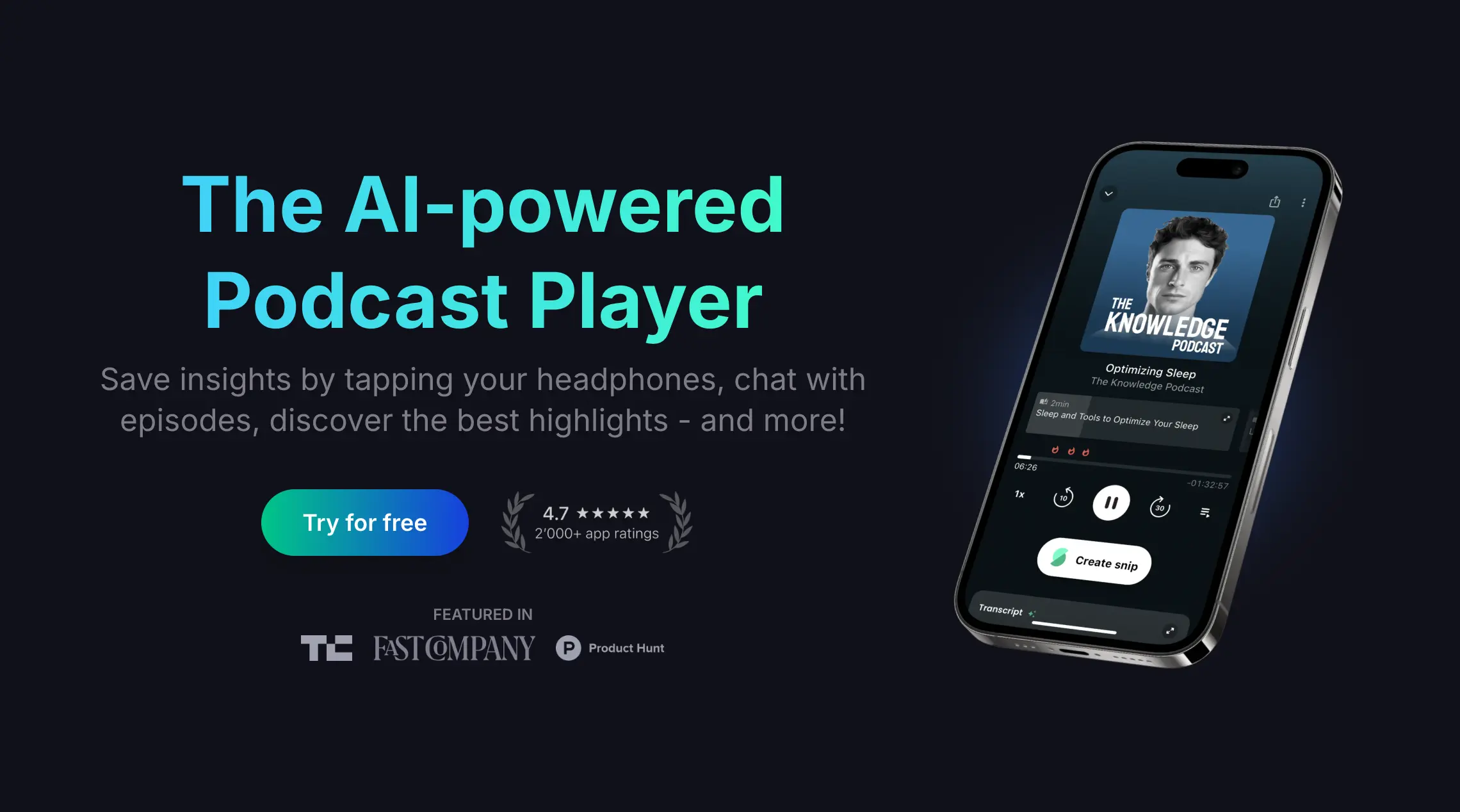 Snipd as a podcast summarizer