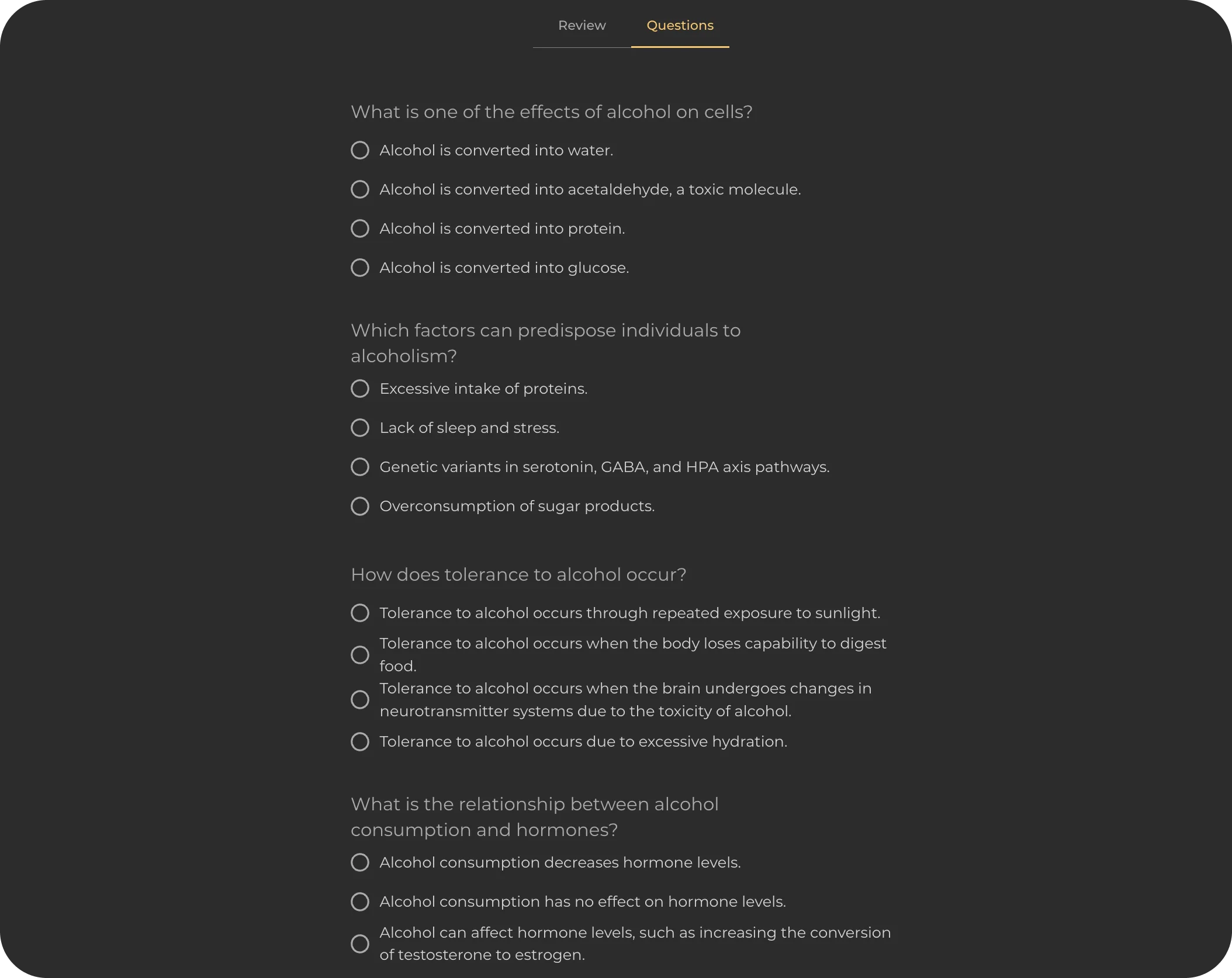 Active Recall questions generated
