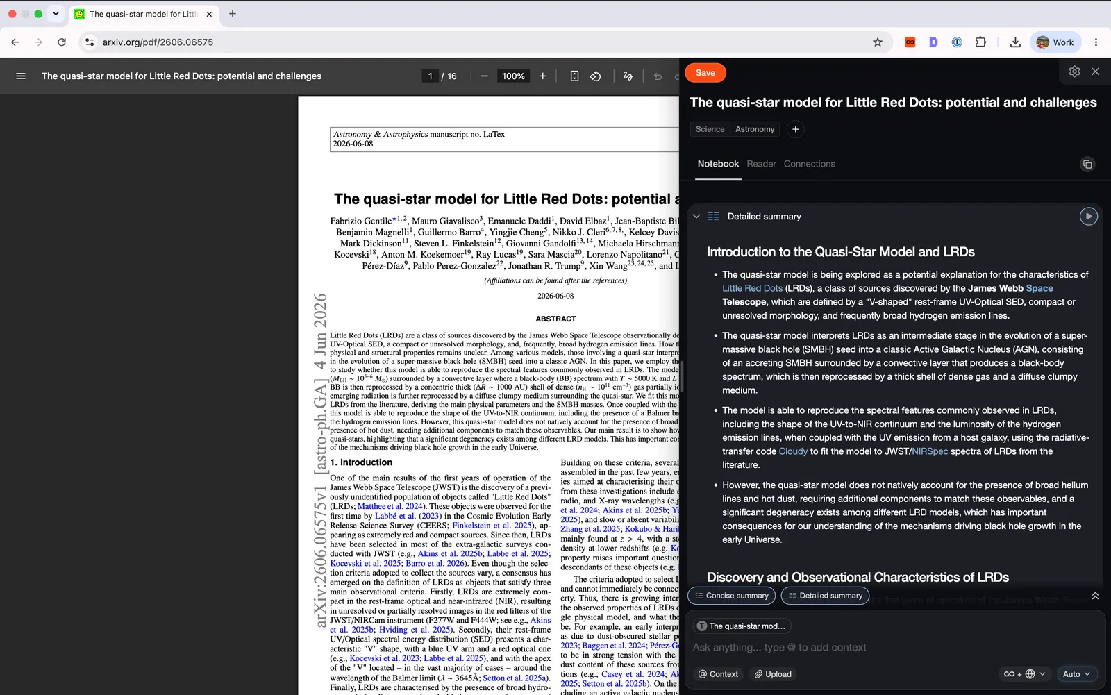 Recall PDF summarizer browser extension summarizing a research paper PDF