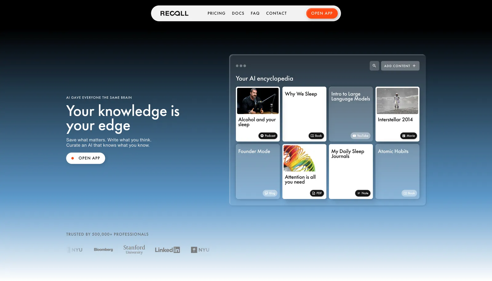 Recall, the best PDF summarizer, organizing summarized PDFs in an AI knowledge base
