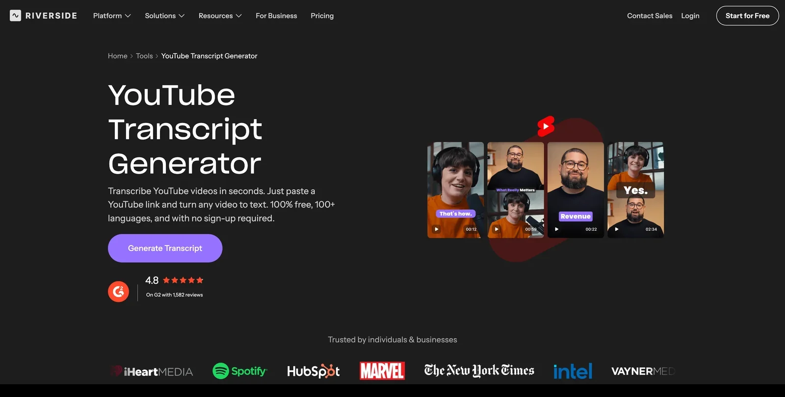 Riverside YouTube transcript generator