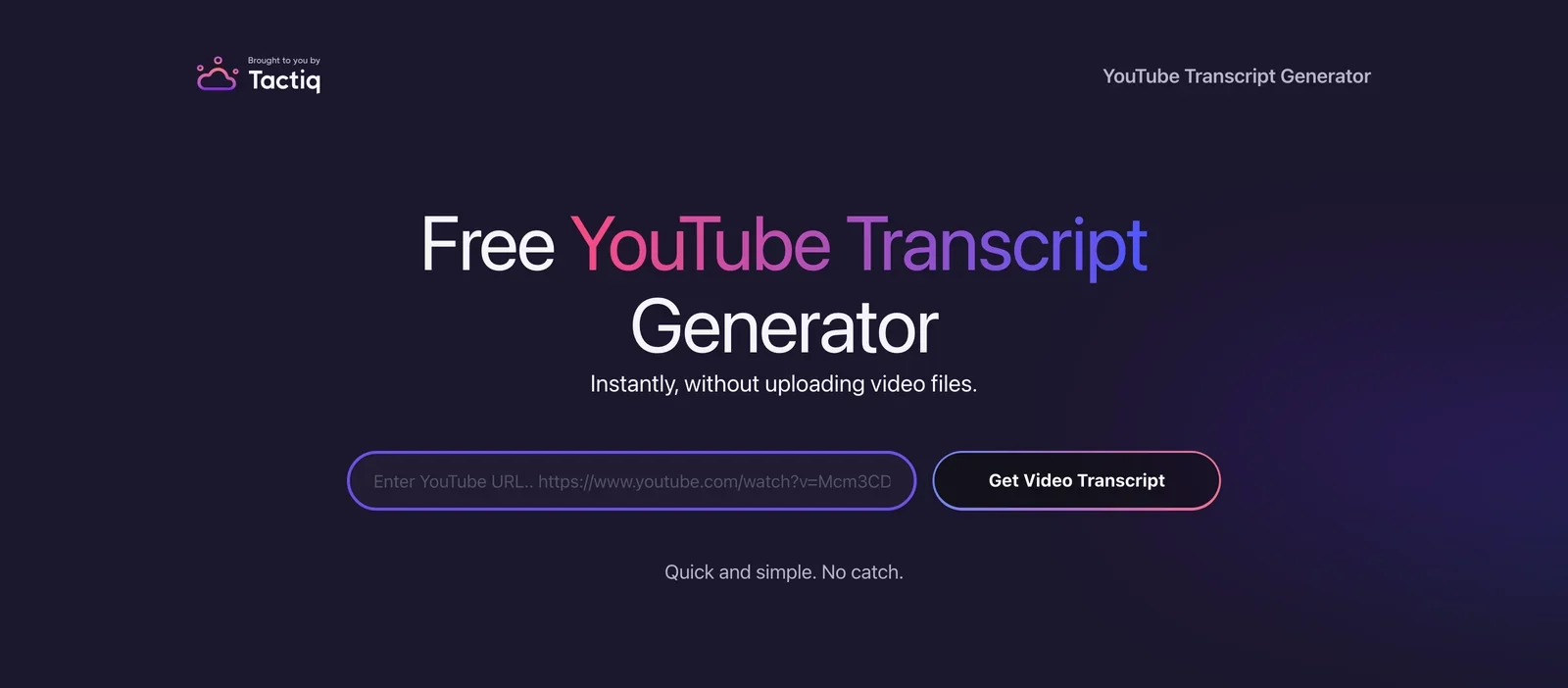 Tactiq YouTube transcript generator