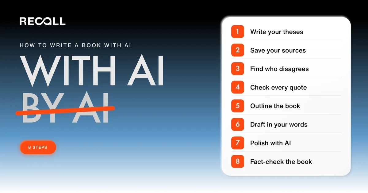 How to write a book with AI in 8 steps, from writing your theses first to fact-checking the whole book