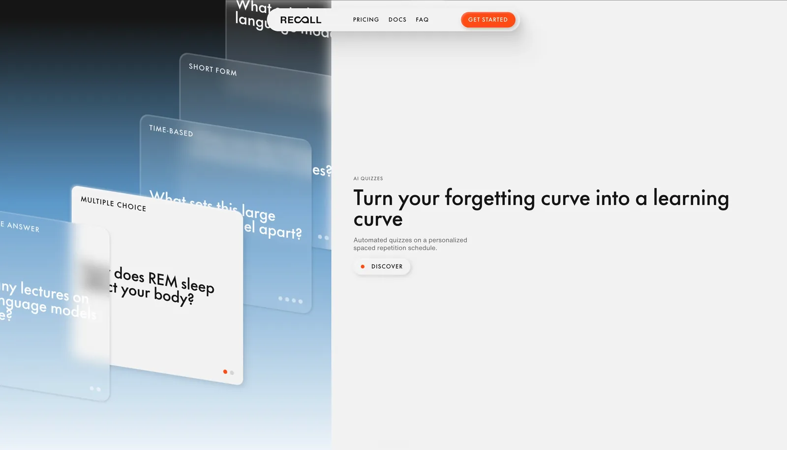 Recall as an AI quiz generator and spaced repetition knowledge base