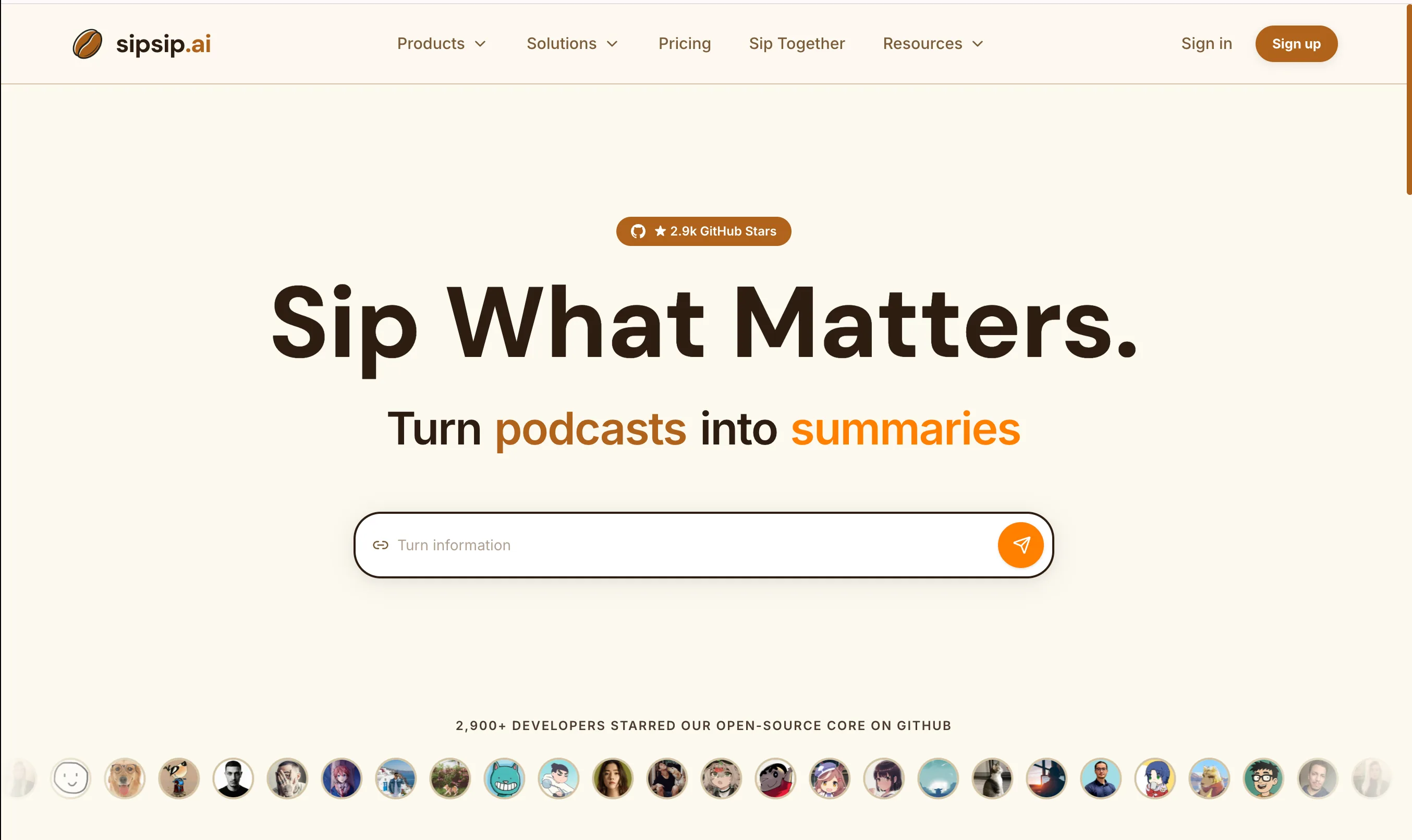 sipsip.ai as a podcast summarizer