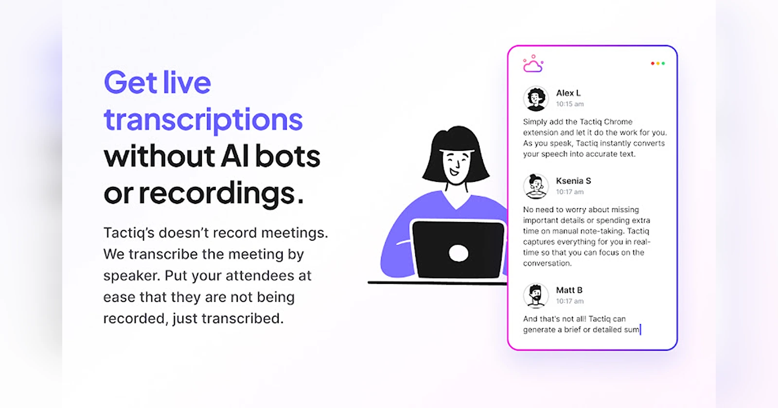 Tactiq AI Chrome extension for meeting transcripts