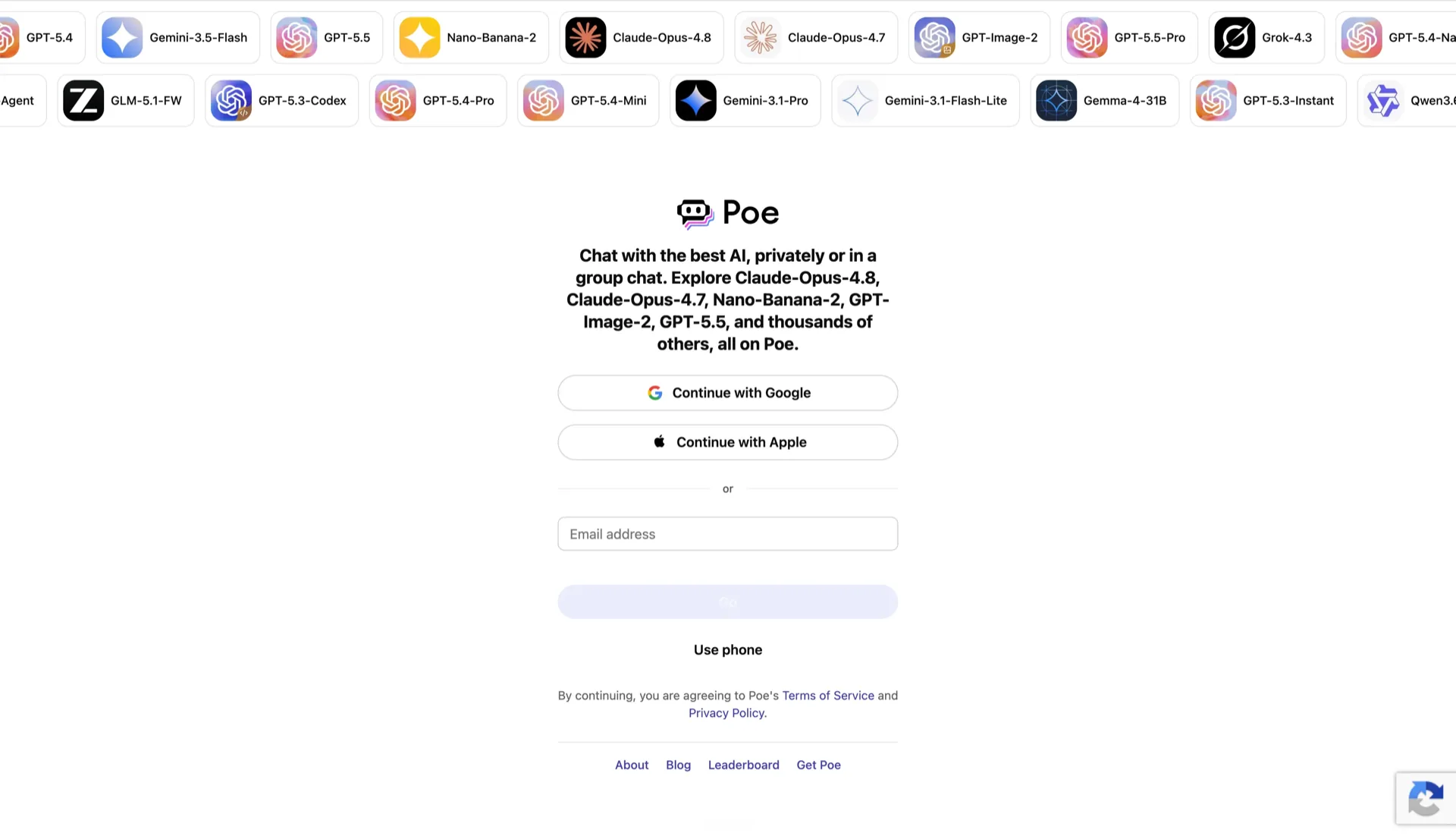 Poe multi-model chat interface
