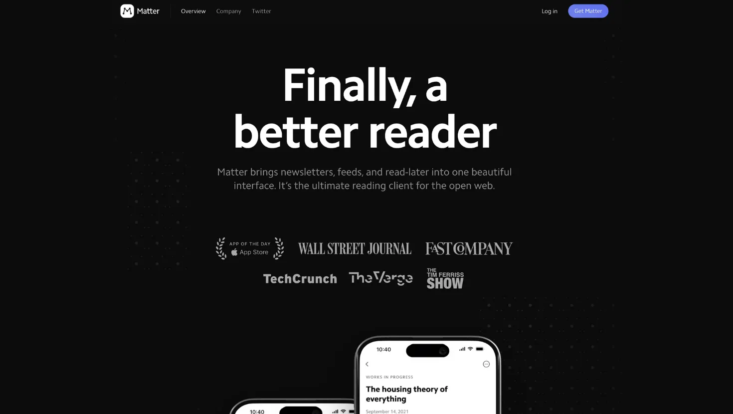 Matter Chrome extension for audio-friendly reading