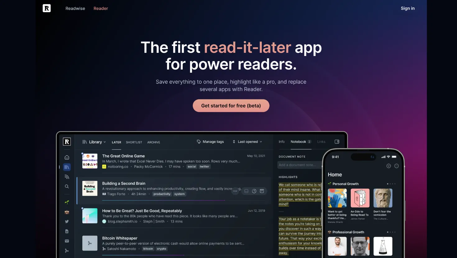 Readwise Reader Chrome extension for highlighting articles