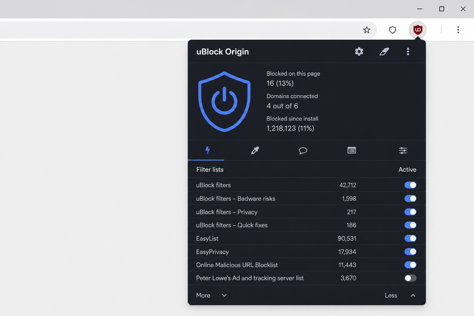 uBlock Origin Firefox add-on for blocking ads and trackers