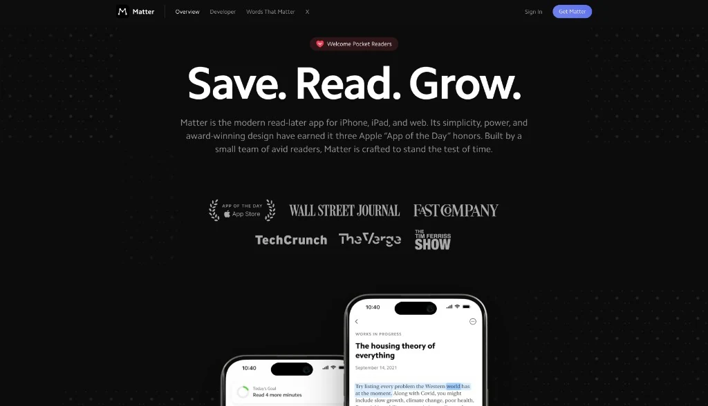 Matter read-it-later app for articles and newsletters