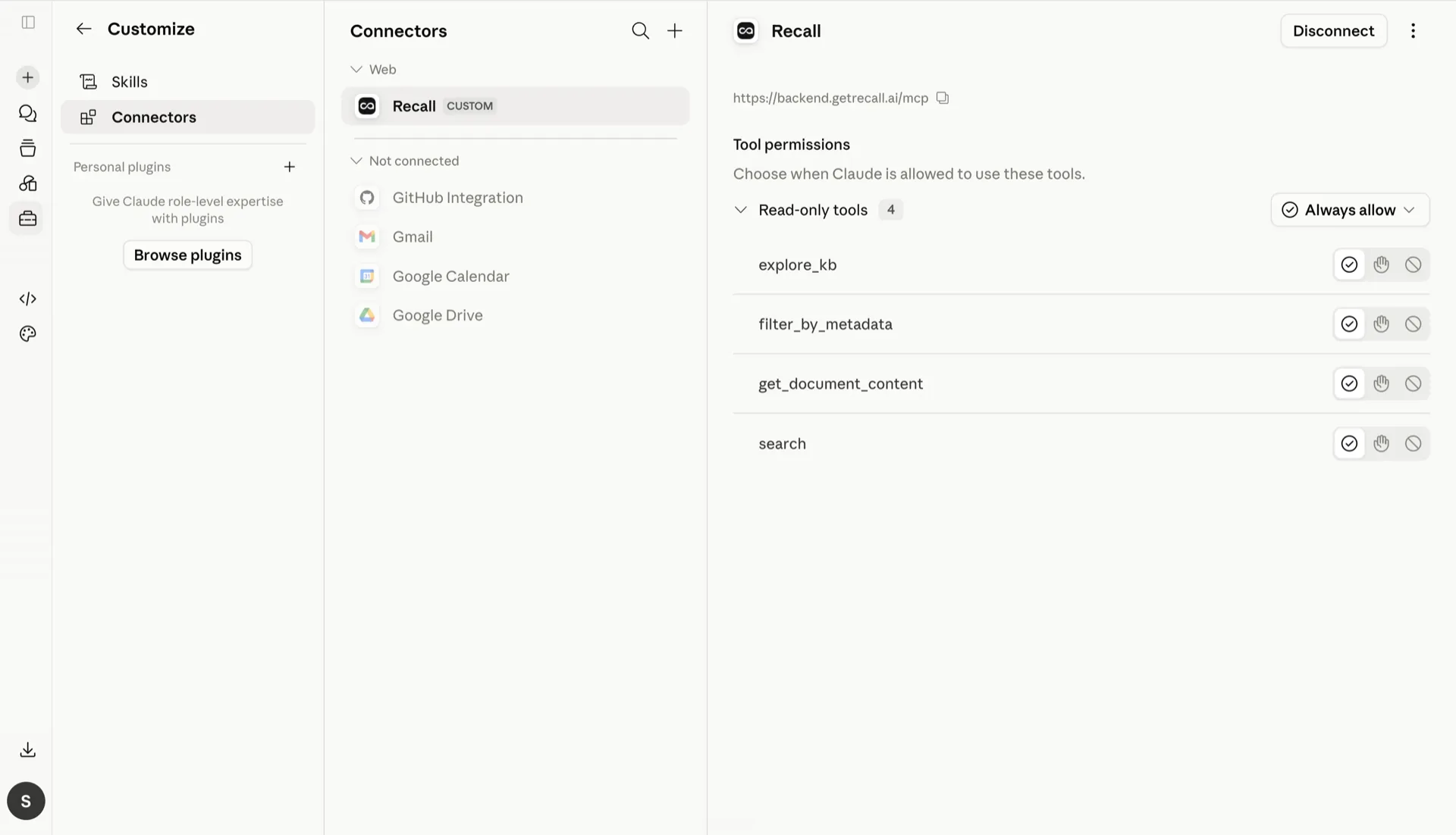 Recall plus Claude as a Perplexity alternative stack, connecting a personal knowledge base to Claude via Recall MCP