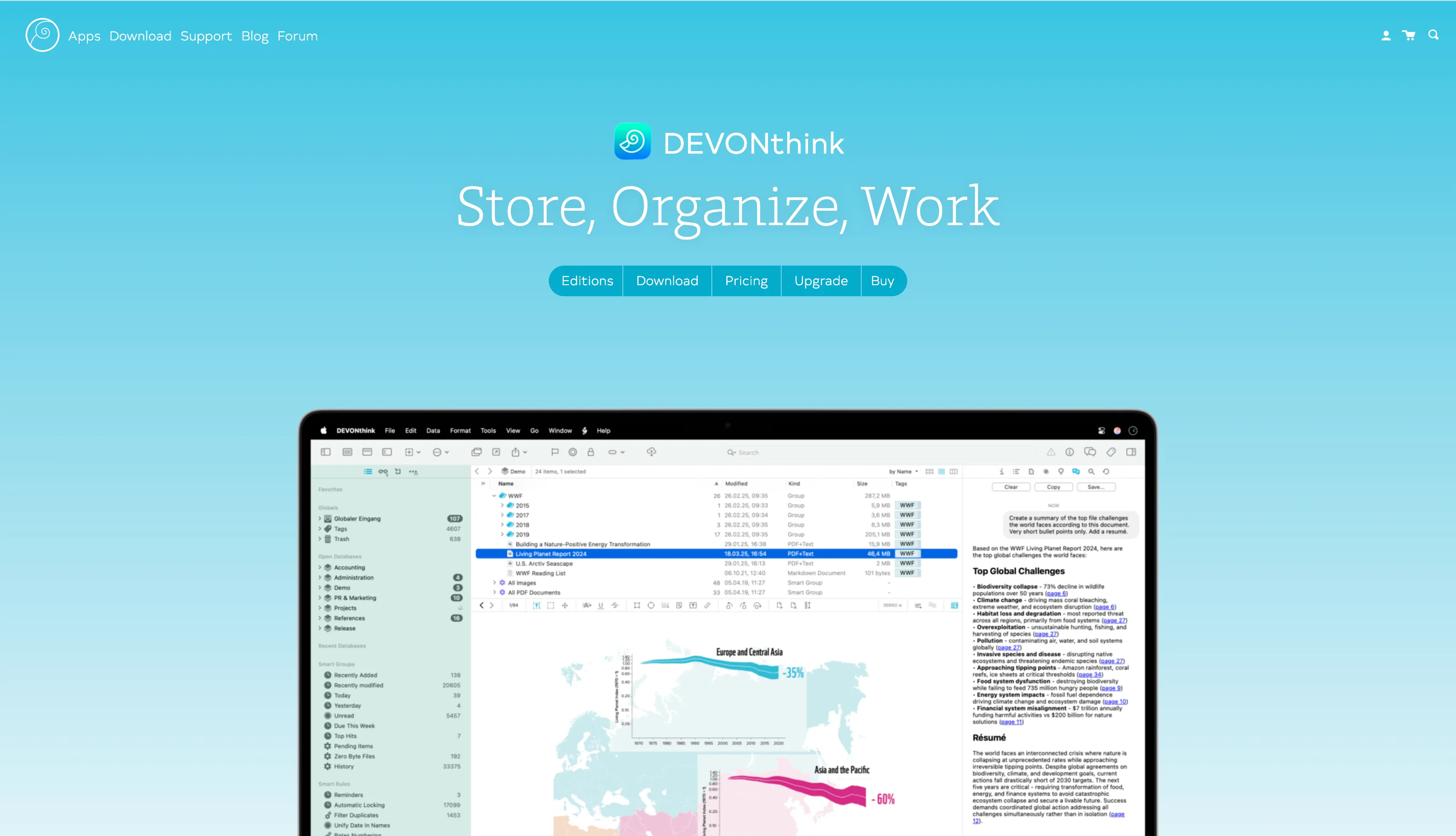 DEVONthink local document second brain for PDFs, scans, webpages, OCR, and smart search on Mac