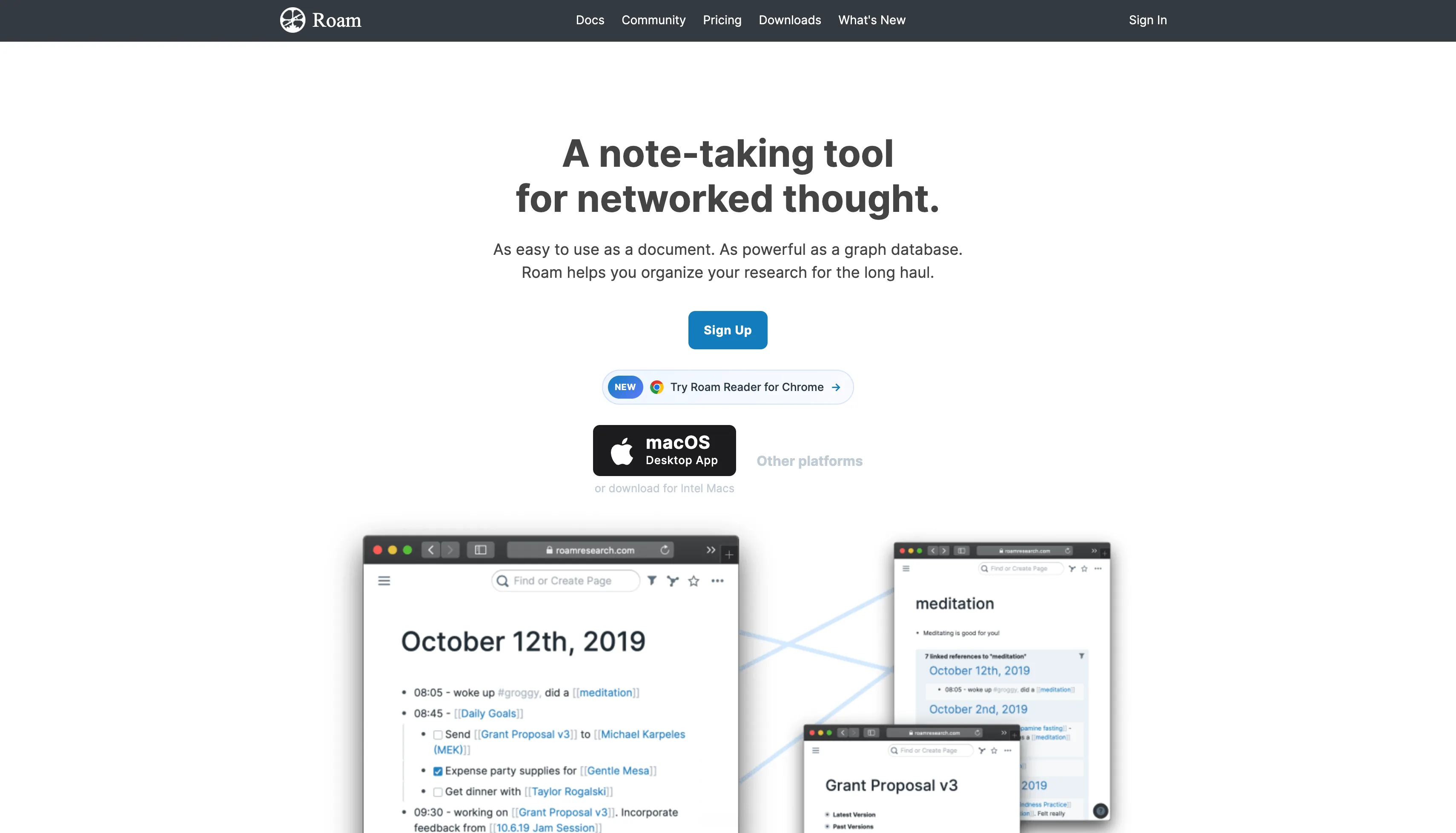Roam Research networked thought second brain with daily notes and bidirectional links