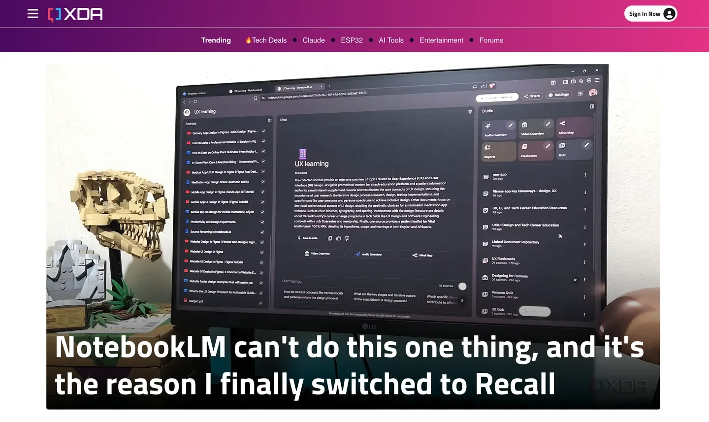 XDA independent review ranking Recall as the best NotebookLM alternative in 2026