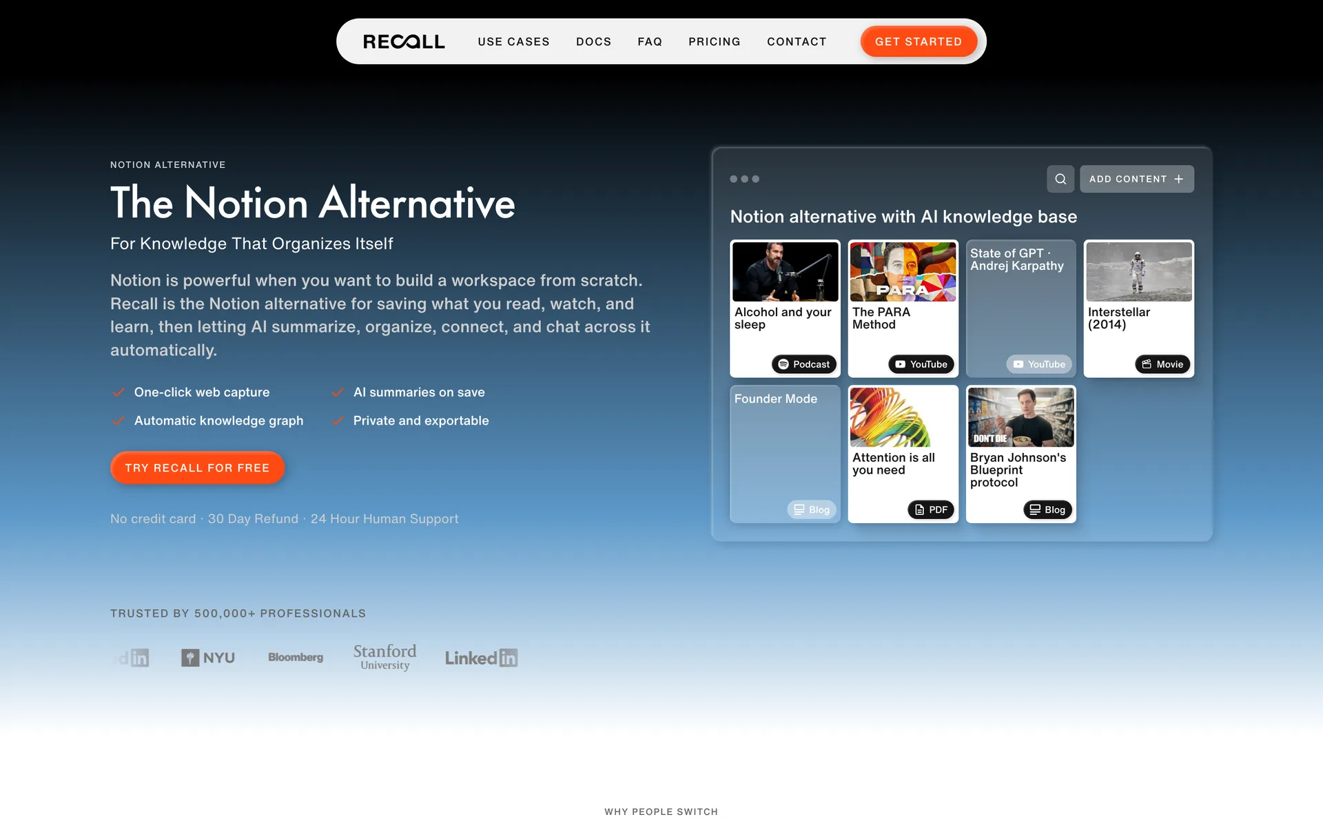 Recall as the best Notion alternative