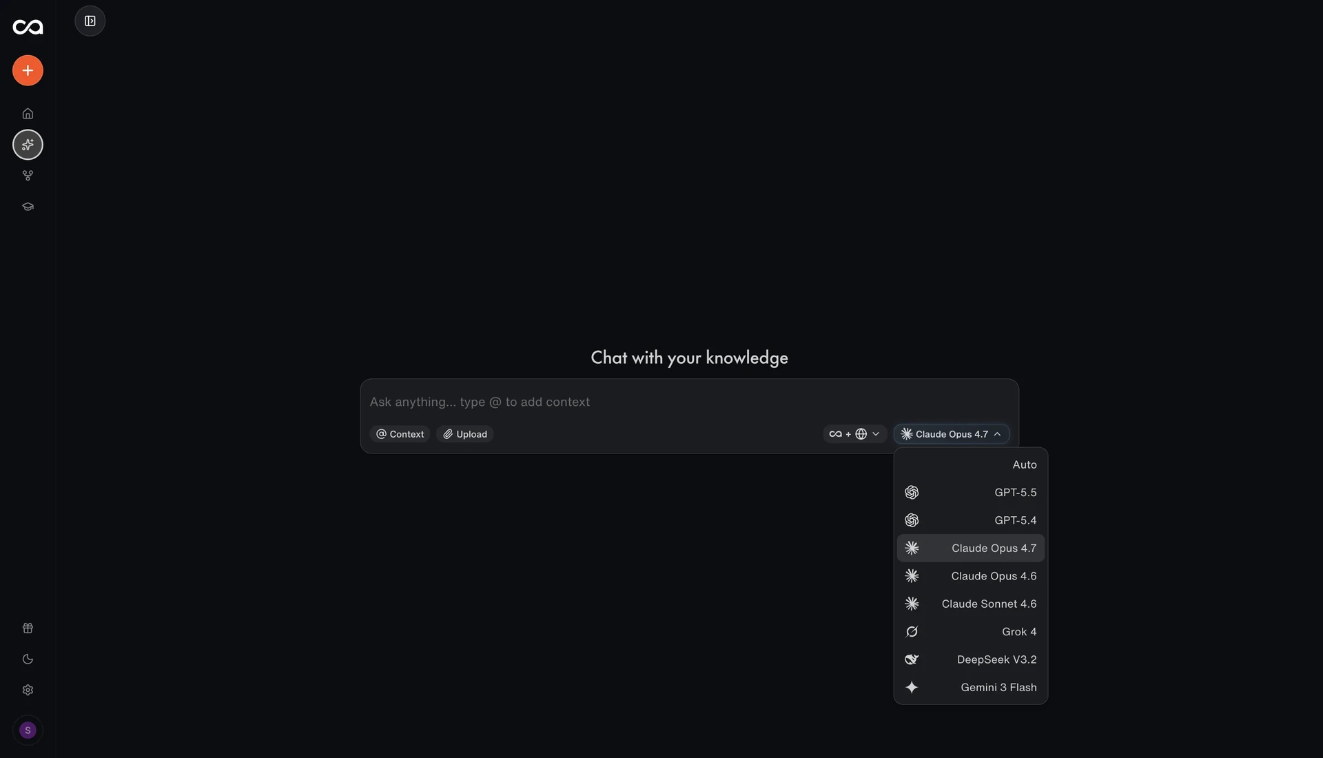 Recall knowledge-base chat and AI model choice