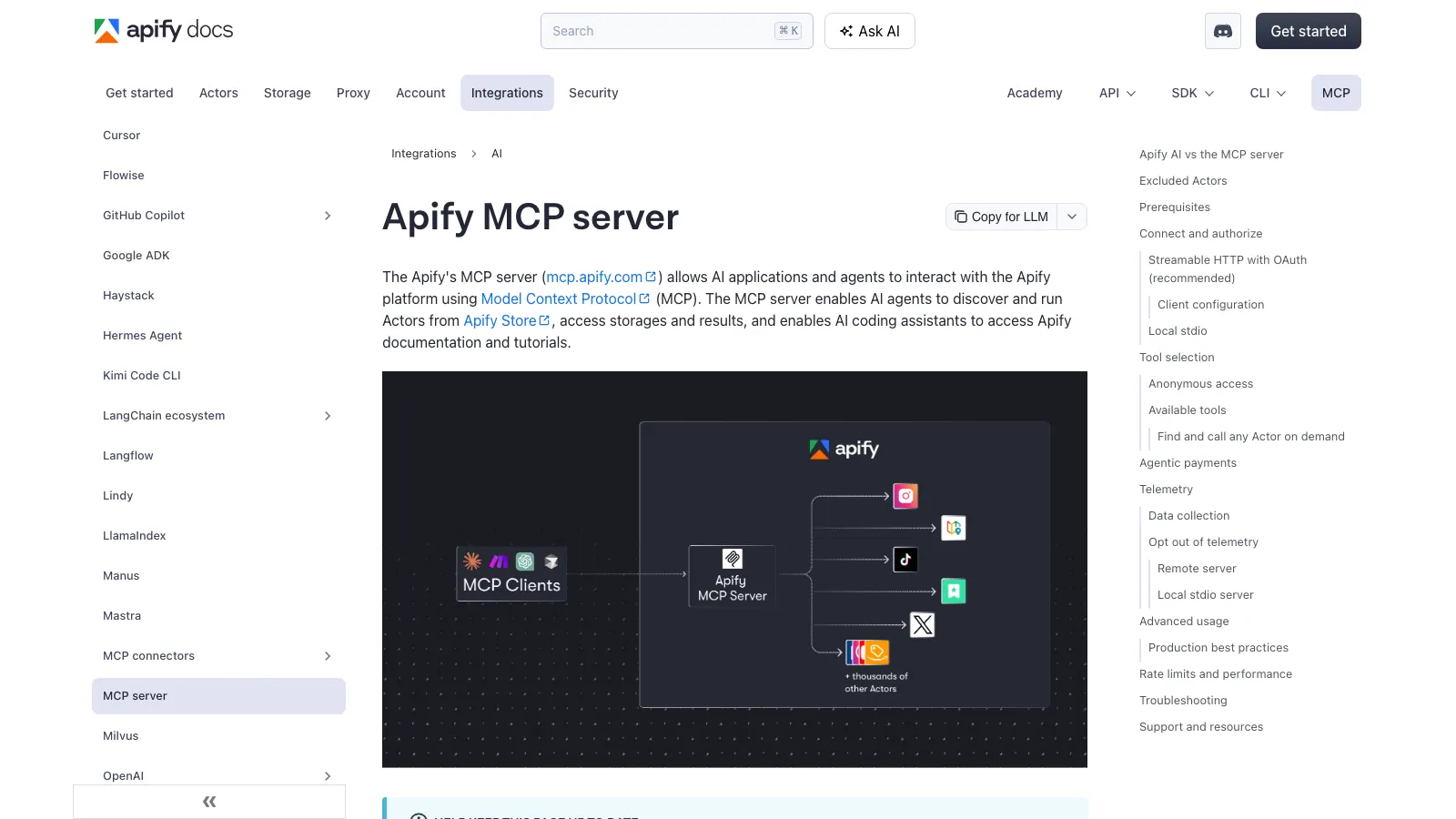 Apify MCP server