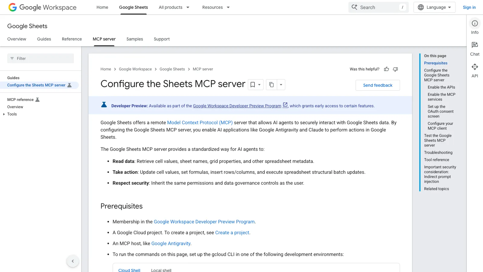 Google Sheets MCP server