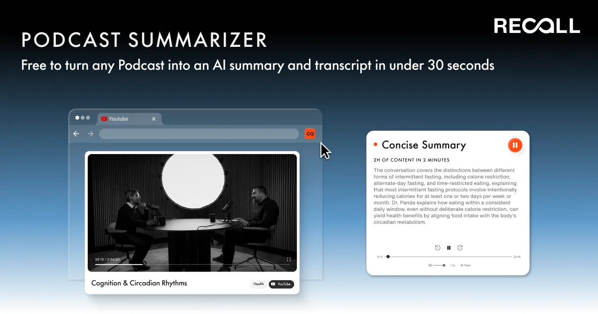 Free Podcast Summarizer & Podcast Transcript Generator | Recall